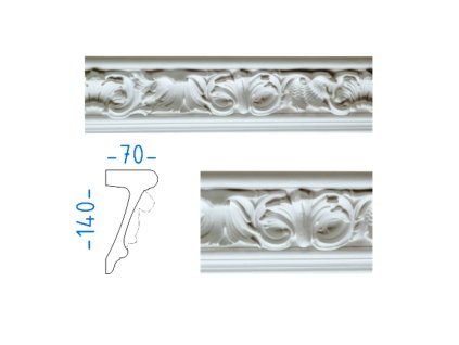 Sádrová římsa s ornamentem 140x70 mm 74727