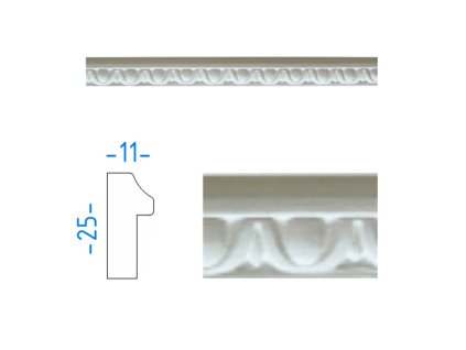 Sádrová plochá lišta 25x11 mm 76022