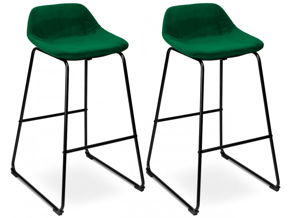 Barová židle Sligo, samet, tmavě zelená 2 kusy