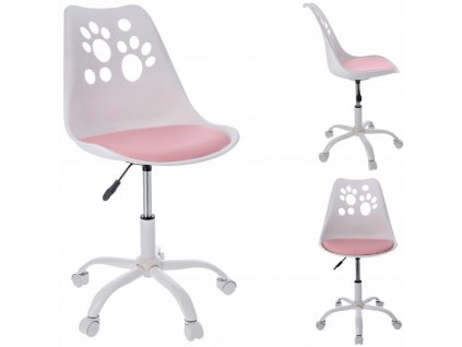 Otočná židle JOY bílo růžová