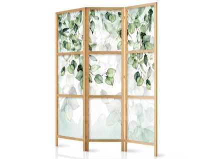 dreveny paravan fabulo 3 dilny zelene listy | 1