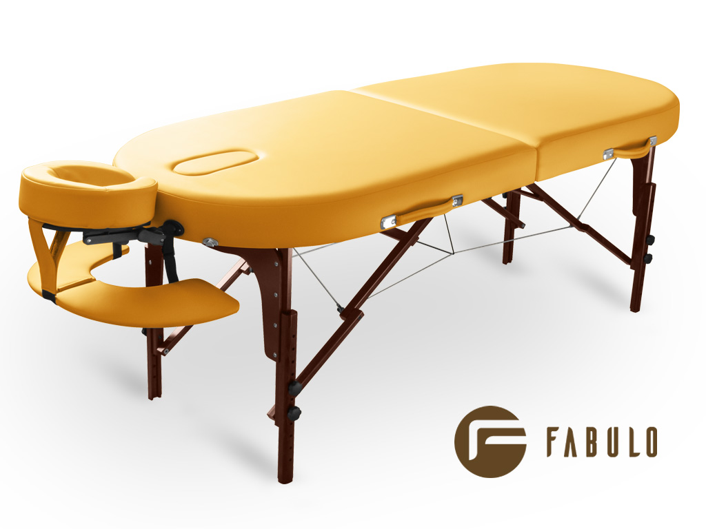 Levně Fabulo, USA Dřevěný masážní stůl Fabulo DIABLO Oval Set (192x76cm, 4 barvy) Barva: žlutá