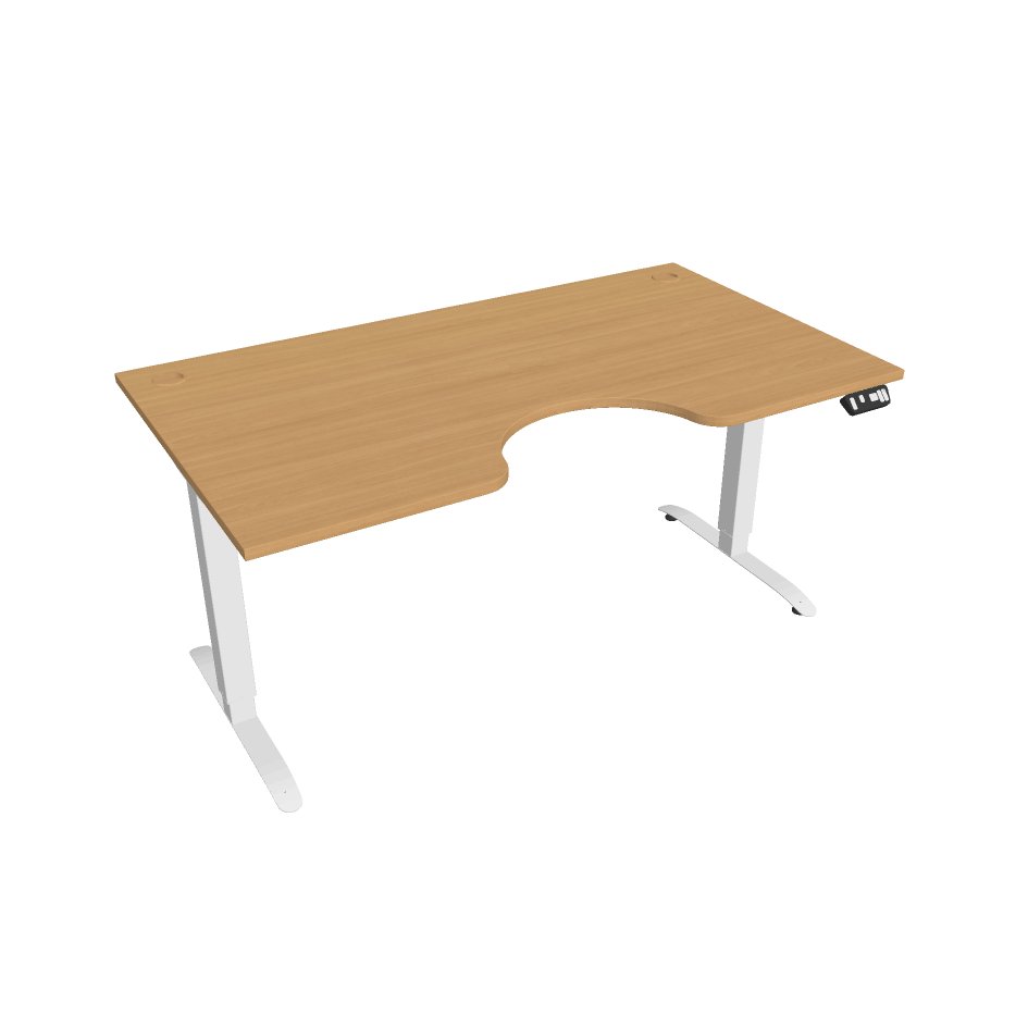 Office Pro psací stůl Hobis Motion MS ERGO 2 Šířka: 160 cm, Barva desky: buk, Barva kovu: bílá RAL 9016