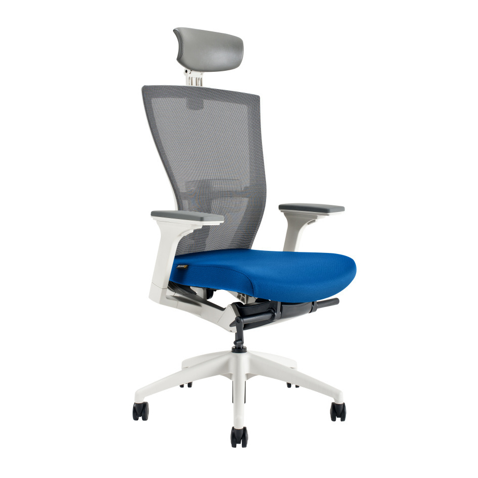 Levně Ergonomická kancelářská židle OfficePro Merens White Barva: modrá, Opěrka hlavy: s opěrkou **