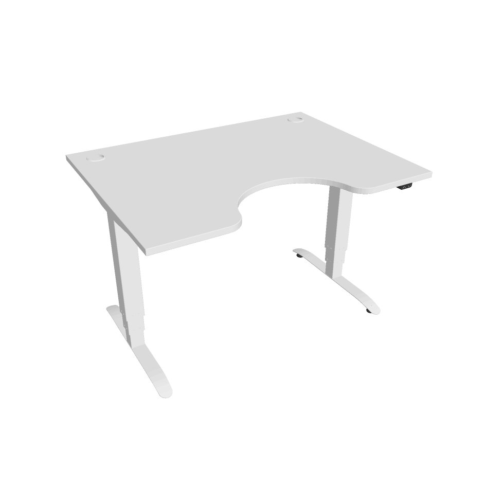 Elektricky výškově stavitelný stůl Hobis Motion Ergo - 3 segmentový, standardní ovladač Šířka: 120 cm, Barva desky: bílá, Barva kovu: bílá RAL 9016