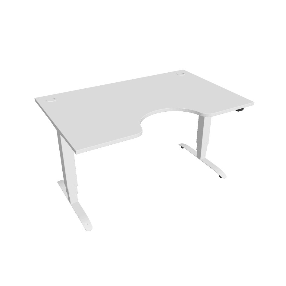 Elektricky výškově stavitelný stůl Hobis Motion Ergo - 3 segmentový, standardní ovladač Šířka: 140 cm, Barva desky: bílá, Barva kovu: bílá RAL 9016