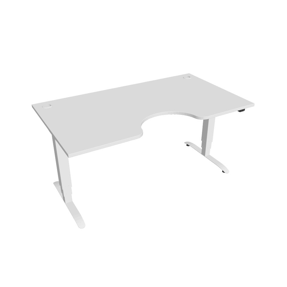 Elektricky výškově stavitelný stůl Hobis Motion Ergo - 3 segmentový, standardní ovladač Šířka: 160 cm, Barva desky: bílá, Barva kovu: bílá RAL 9016