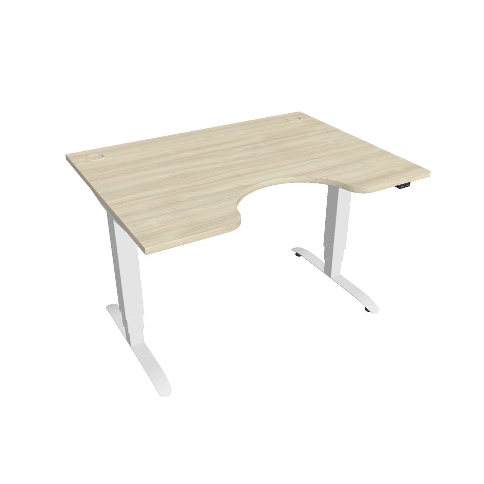 Elektricky výškově stavitelný stůl Hobis Motion Ergo - 3 segmentový, standardní ovladač Šířka: 120 cm, Barva desky: akát, Barva kovu: bílá RAL 9016