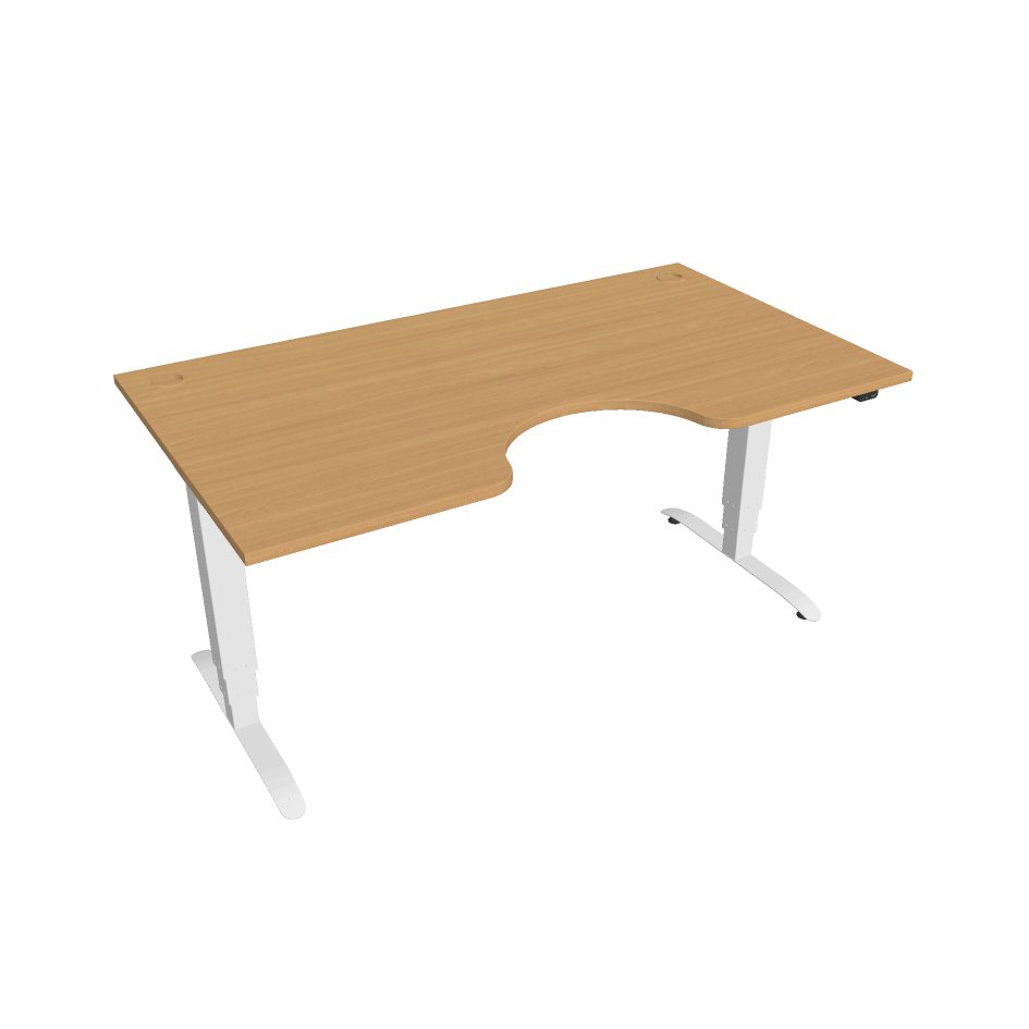 Elektricky výškově stavitelný stůl Hobis Motion Ergo - 3 segmentový, standardní ovladač Šířka: 160 cm, Barva desky: buk, Barva kovu: bílá RAL 9016