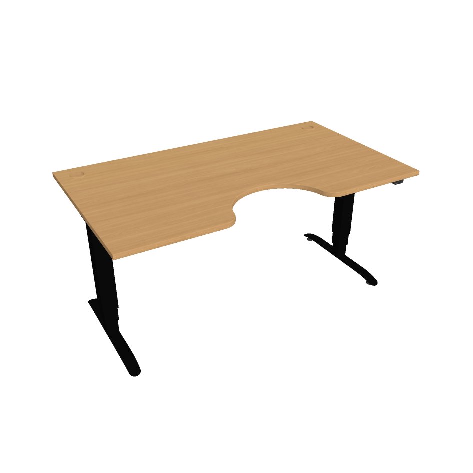 Levně Elektricky výškově stavitelný stůl Hobis Motion Ergo - 3 segmentový, standardní ovladač Šířka: 160 cm, Barva desky: buk, Barva kovu: černá RAL 9005
