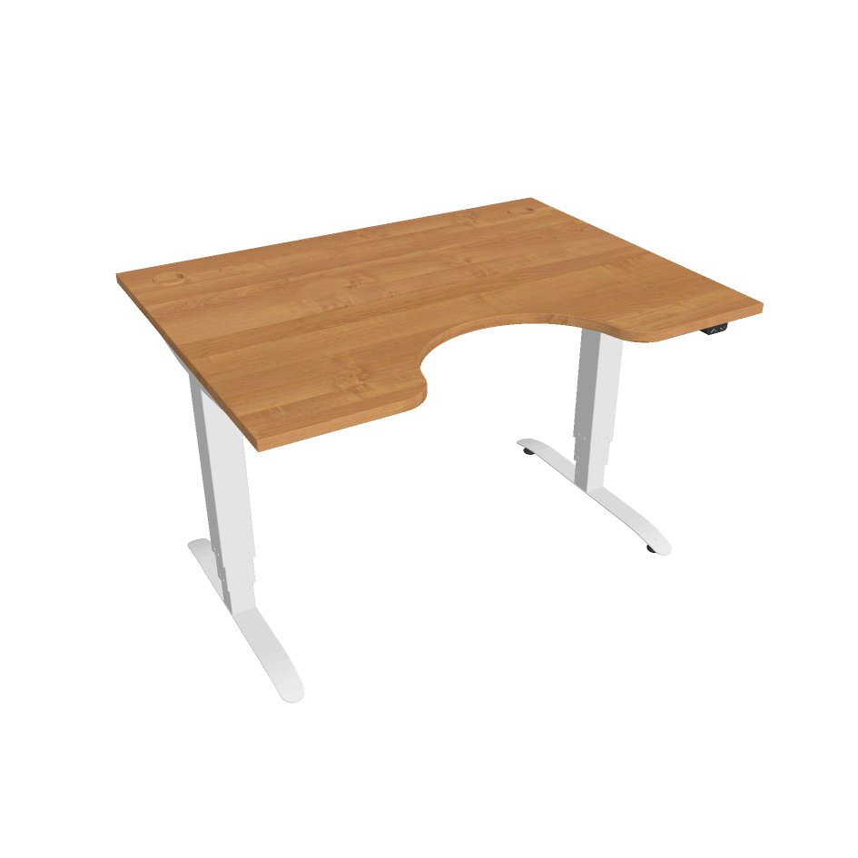 Elektricky výškově stavitelný stůl Hobis Motion Ergo - 3 segmentový, standardní ovladač Šířka: 120 cm, Barva desky: olše, Barva kovu: bílá RAL 9016