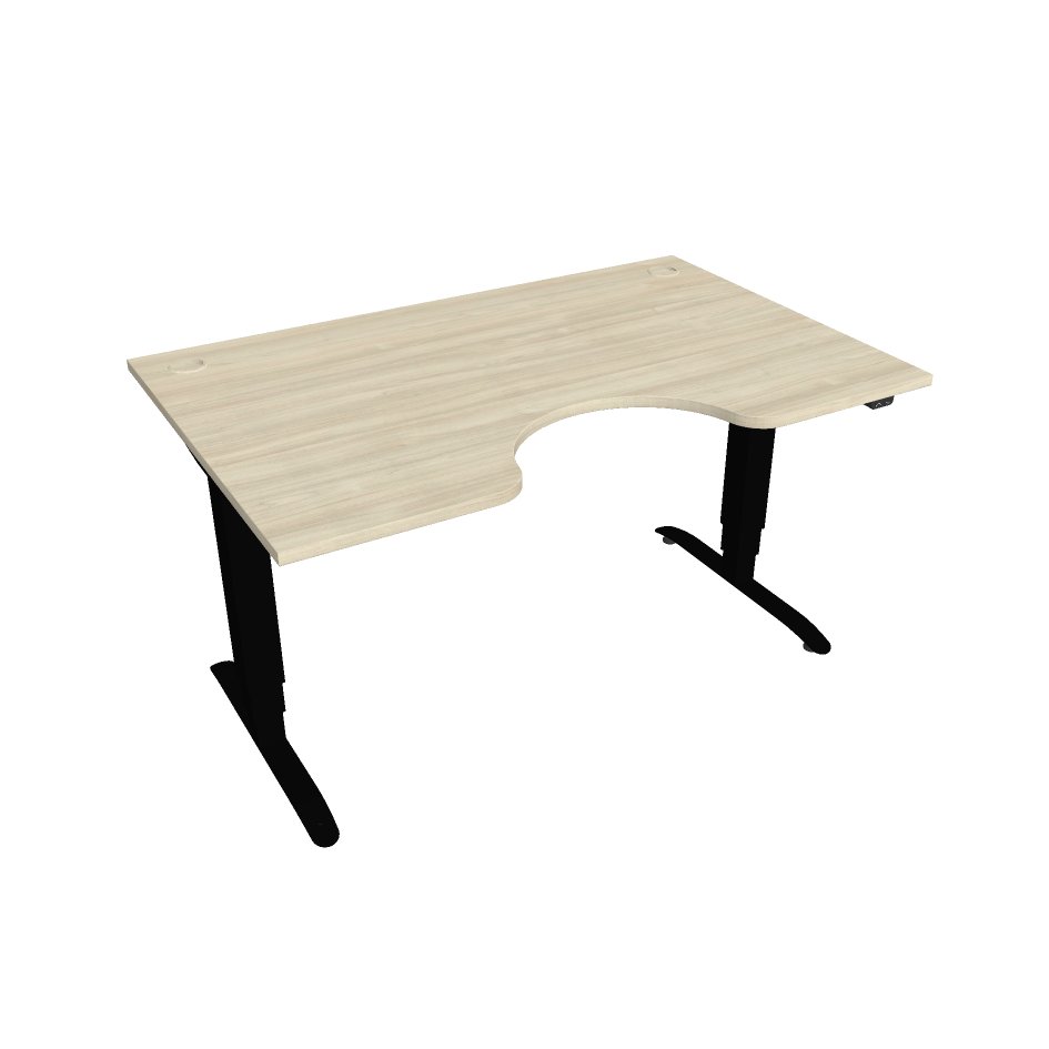 Elektricky výškově stavitelný stůl Hobis Motion Ergo - 3 segmentový, standardní ovladač Šířka: 140 cm, Barva desky: akát, Barva kovu: černá RAL 9005