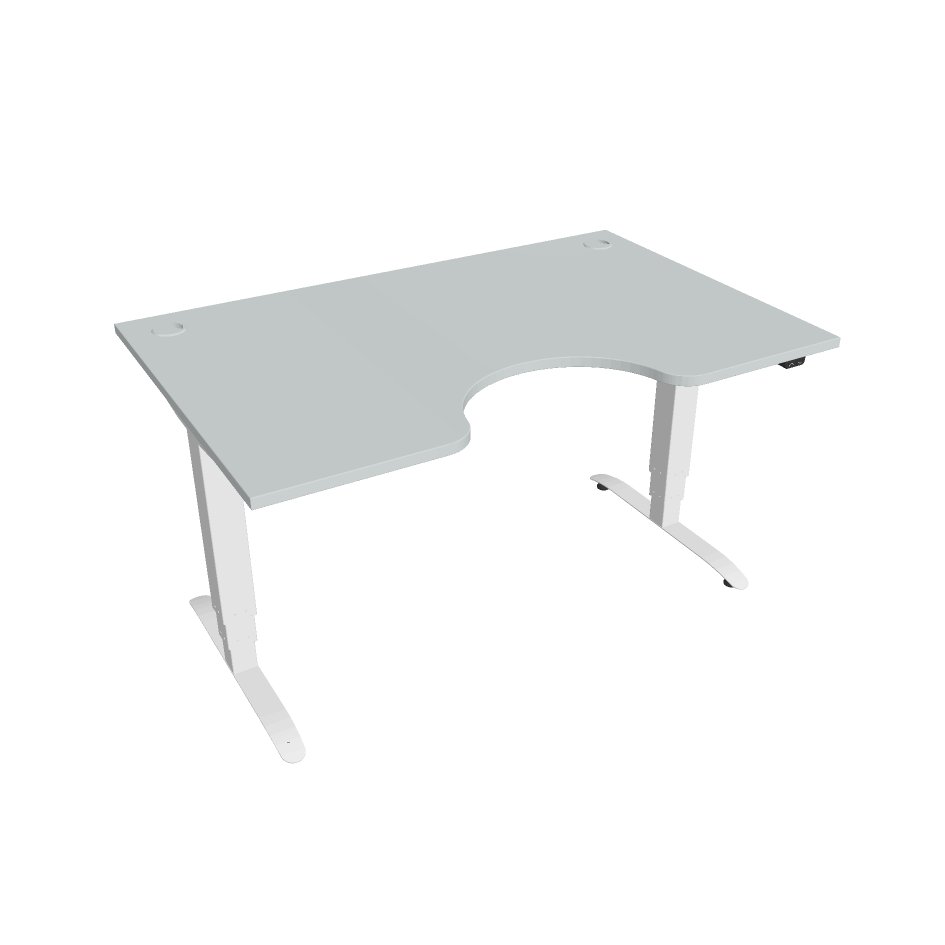 Levně Elektricky výškově stavitelný stůl Hobis Motion Ergo - 3 segmentový, standardní ovladač Šířka: 140 cm, Barva desky: šedá, Barva kovu: bílá RAL 9016