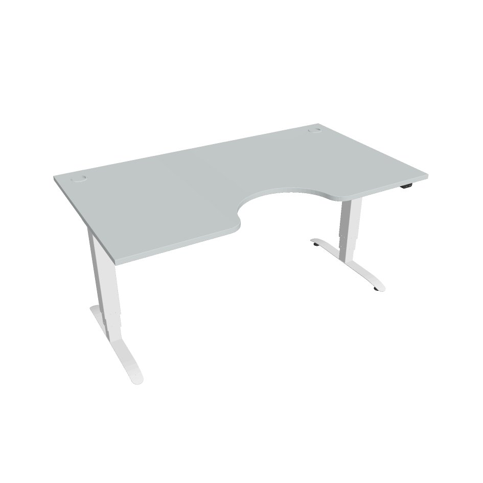 Levně Elektricky výškově stavitelný stůl Hobis Motion Ergo - 3 segmentový, standardní ovladač Šířka: 160 cm, Barva desky: šedá, Barva kovu: bílá RAL 9016