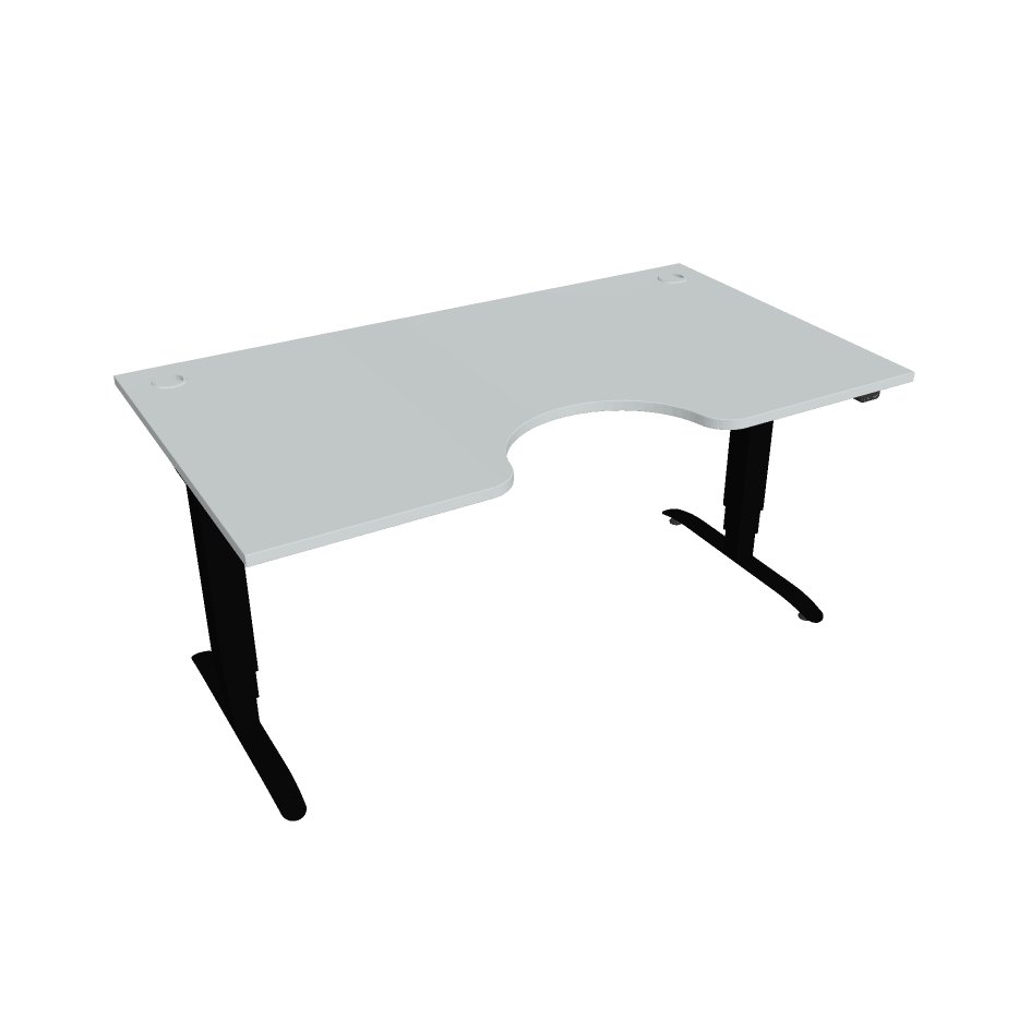 Elektricky výškově stavitelný stůl Hobis Motion Ergo - 3 segmentový, standardní ovladač Šířka: 160 cm, Barva desky: šedá, Barva kovu: černá RAL 9005