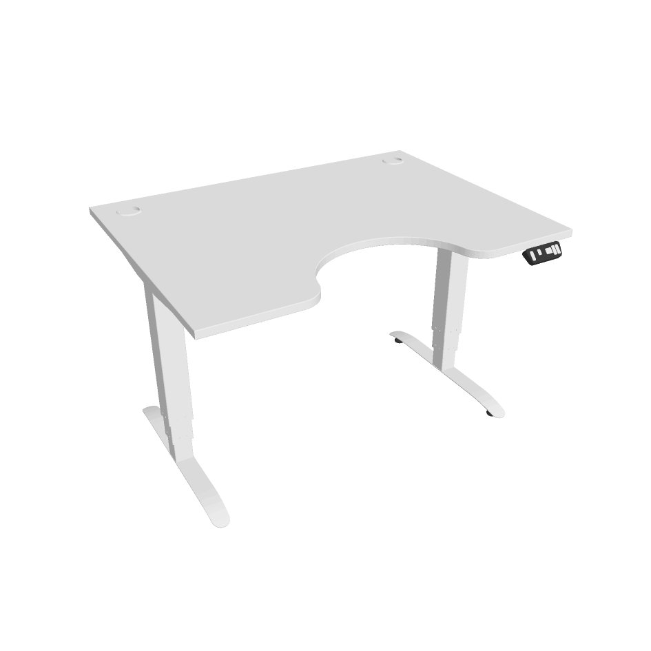 Elektricky výškově stavitelný stůl Hobis Motion Ergo - 3M segmentový, paměťový ovladač Šířka: 120 cm, Barva desky: bílá, Barva kovu: bílá RAL 9016