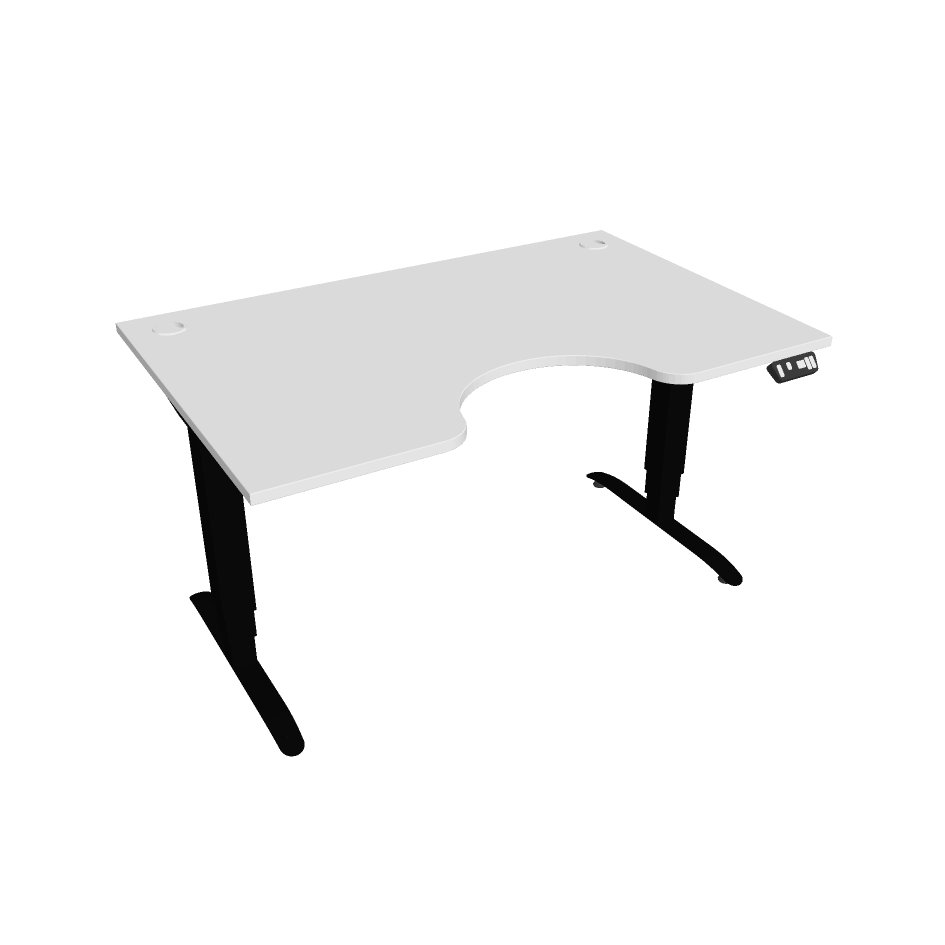 Elektricky výškově stavitelný stůl Hobis Motion Ergo - 3M segmentový, paměťový ovladač Šířka: 140 cm, Barva desky: bílá, Barva kovu: černá RAL 9005