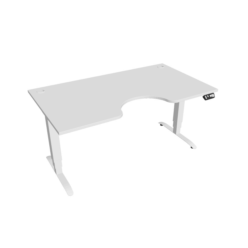 Elektricky výškově stavitelný stůl Hobis Motion Ergo - 3M segmentový, paměťový ovladač Šířka: 160 cm, Barva desky: bílá, Barva kovu: bílá RAL 9016