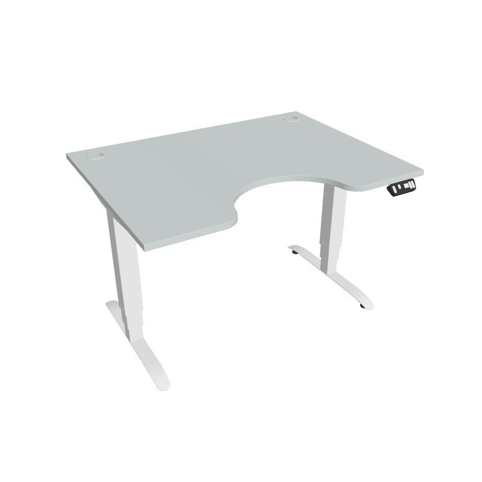 Elektricky výškově stavitelný stůl Hobis Motion Ergo - 3M segmentový, paměťový ovladač Šířka: 120 cm, Barva desky: šedá, Barva kovu: bílá RAL 9016