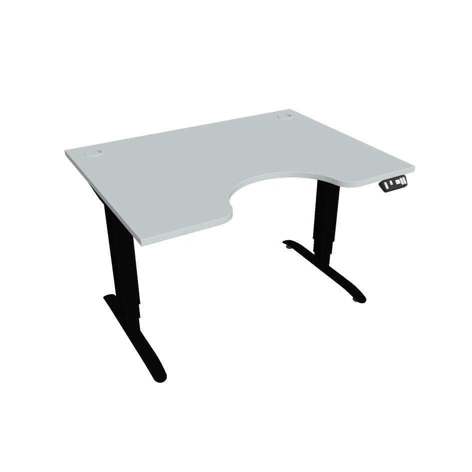 Levně Elektricky výškově stavitelný stůl Hobis Motion Ergo - 3M segmentový, paměťový ovladač Šířka: 120 cm, Barva desky: šedá, Barva kovu: černá RAL 9005