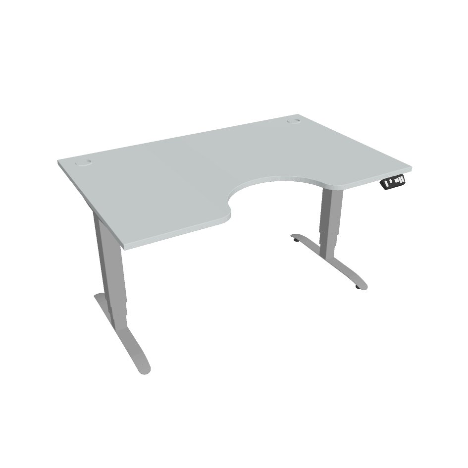 Elektricky výškově stavitelný stůl Hobis Motion Ergo - 3M segmentový, paměťový ovladač Šířka: 140 cm, Barva desky: šedá, Barva kovu: šedá RAL 9006