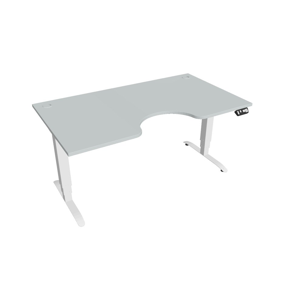 Elektricky výškově stavitelný stůl Hobis Motion Ergo - 3M segmentový, paměťový ovladač Šířka: 160 cm, Barva desky: šedá, Barva kovu: bílá RAL 9016