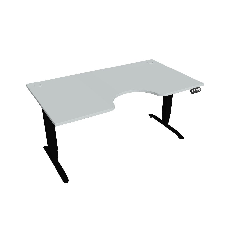 Elektricky výškově stavitelný stůl Hobis Motion Ergo - 3M segmentový, paměťový ovladač Šířka: 160 cm, Barva desky: šedá, Barva kovu: černá RAL 9005