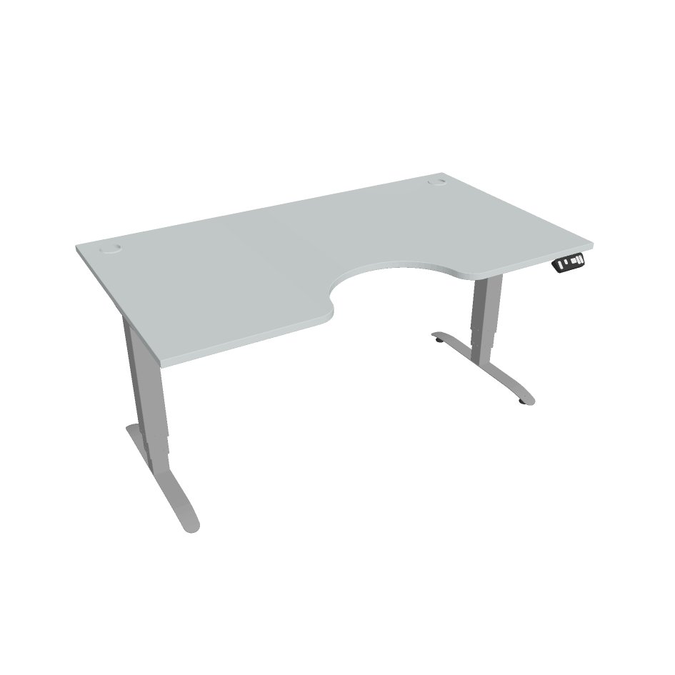 Elektricky výškově stavitelný stůl Hobis Motion Ergo - 3M segmentový, paměťový ovladač Šířka: 160 cm, Barva desky: šedá, Barva kovu: šedá RAL 9006