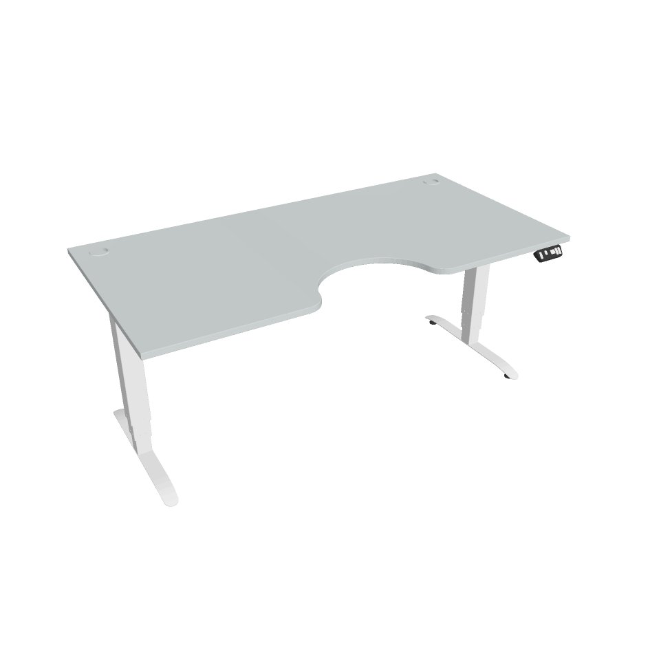 Elektricky výškově stavitelný stůl Hobis Motion Ergo - 3M segmentový, paměťový ovladač Šířka: 180 cm, Barva desky: šedá, Barva kovu: bílá RAL 9016