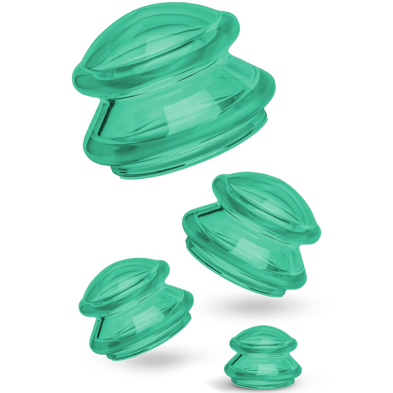 Levně Silikonové masážní baňky Fabulo Mushroom - set, 4ks Barva: zelená
