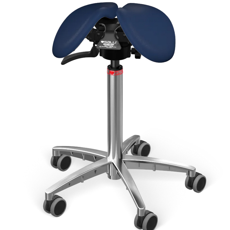 Levně Sedlová židle Salli SwingFit Barva čalounění: Syntetická kůže - kouřová modrá #7606, Konstrukce: chromová + standard základna, Výška postavy: Vysoká …