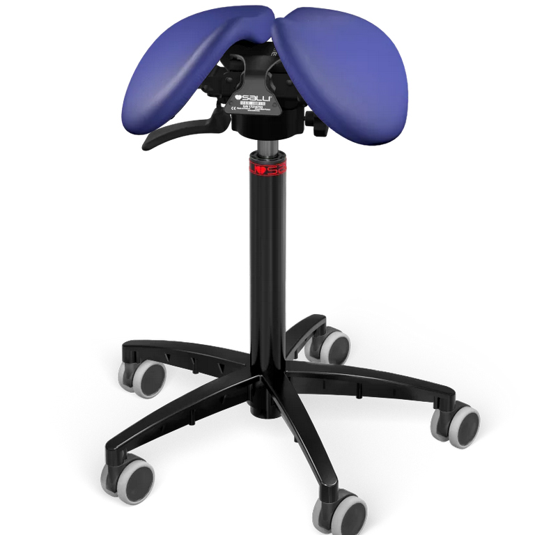 Levně Sedlová židle Salli SwingFit Barva čalounění: Kůže - tmavě modrá #77158, Konstrukce: černá + standard základna, Výška postavy: Nízká (S) - do 150 cm