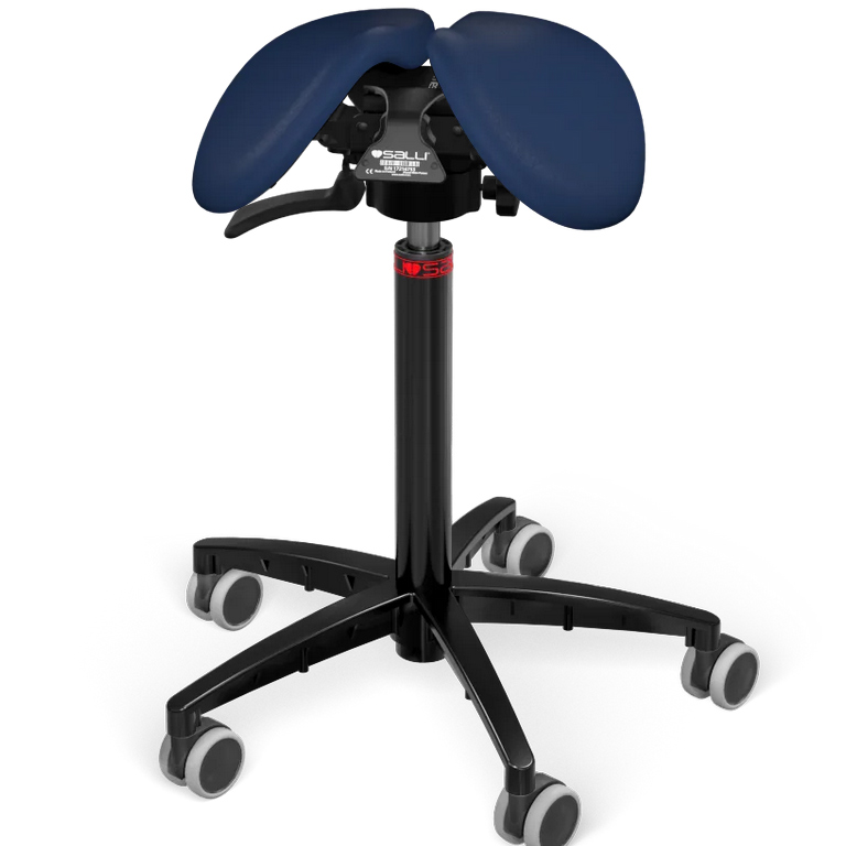 Levně Sedlová židle Salli SwingFit Barva čalounění: Syntetická kůže - kouřová modrá #7606, Konstrukce: černá + standard základna, Výška postavy: Nízká (S) …