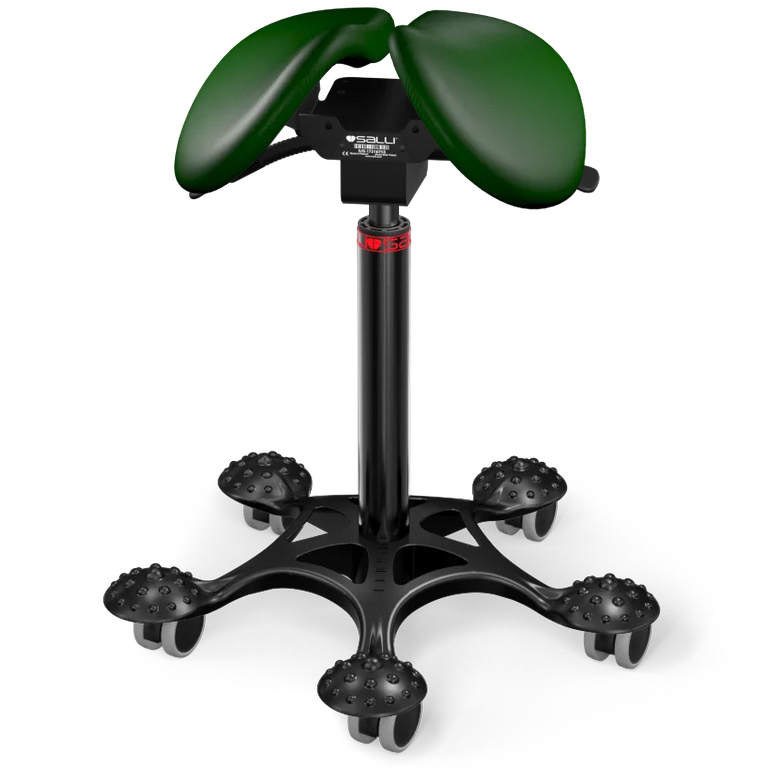 Levně Sedlová židle Salli Twin Barva čalounění: Kůže - borovicová zelená #98015, Konstrukce: černá + masážní Salli základna, Výška postavy: Vysoká (L) - od…