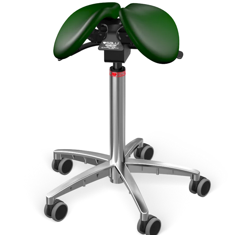 Levně Sedlová židle Salli MultiAdjuster Barva čalounění: Kůže - borovicová zelená #98015, Konstrukce: chromová + standard základna, Výška postavy: Nízká (S…