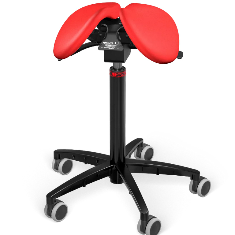 Levně Sedlová židle Salli MultiAdjuster Barva čalounění: Kůže - červená #05011, Konstrukce: černá + standard základna, Výška postavy: Nízká (S) - do 150 cm
