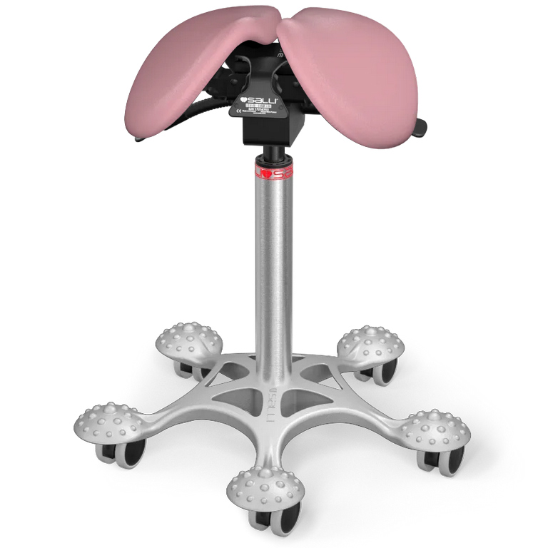 Levně Sedlová židle Salli MultiAdjuster Barva čalounění: Syntetická kůže - růžová #9573, Konstrukce: chromová + masážní Salli základna, Výška postavy: Nízk…