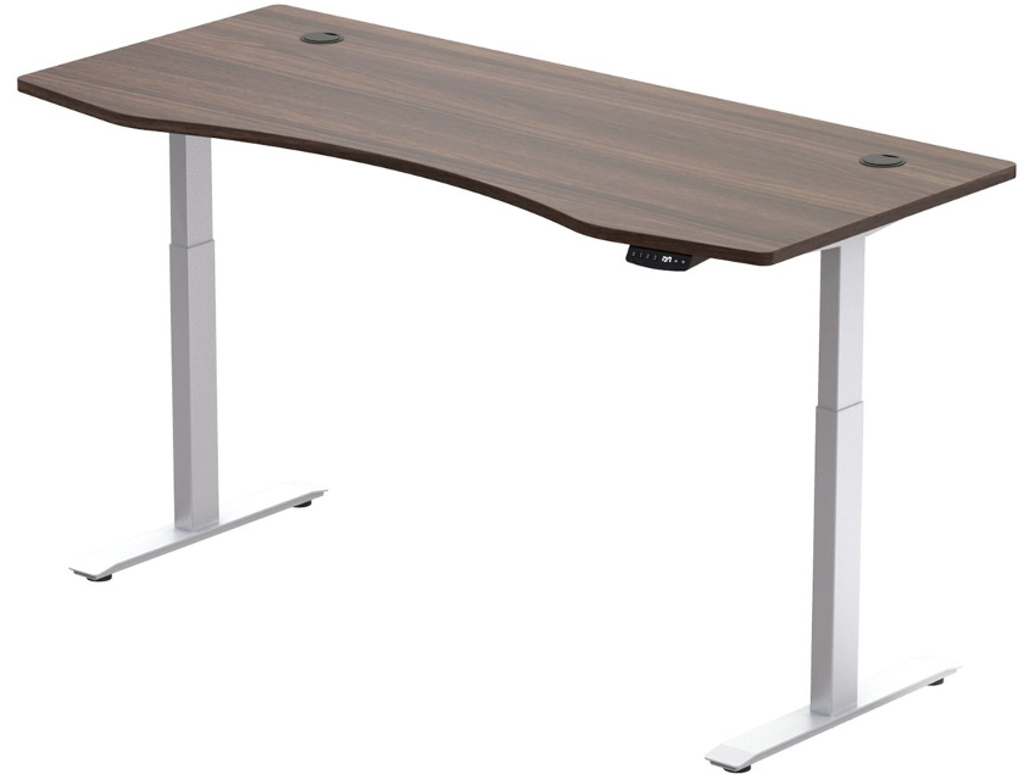 Elektricky výškově nastavitelný stůl Hi5 - 2 segmentový, paměťový ovladač - bílá konstrukce, ořech deska
