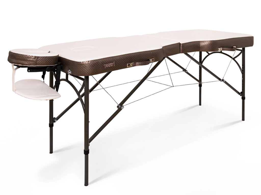 Skladací masážny stôl Tandem Profi A2D Contour Duo  187*70 cm | 15,7 kg | bielo-bronzová Farba: bielo-bronzová