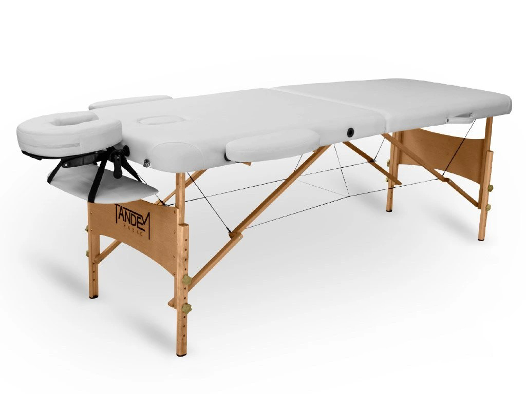 Tandem Basic-2 drevené masážne lehátko Farba: biela