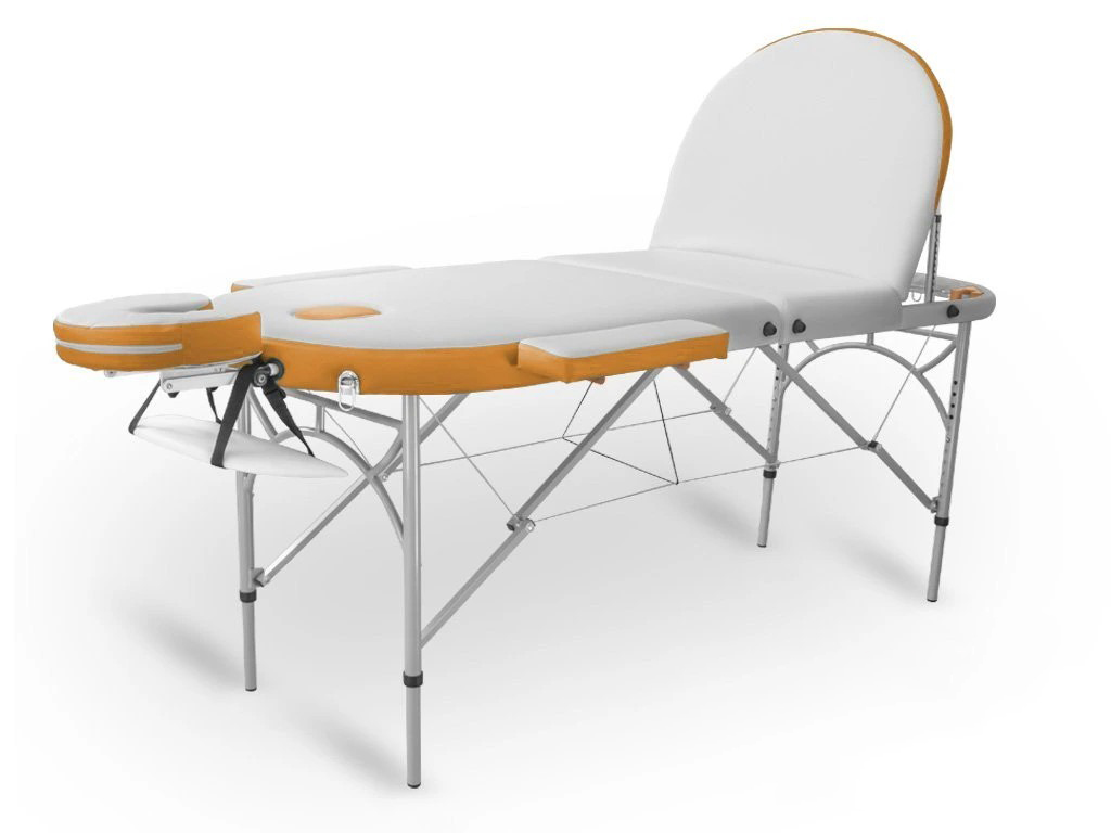Skladací masážny stôl TANDEM Profi A3D Oval Duo  195*70 cm / 14,6 kg / 3 farby Farba: bielo-broskyňová