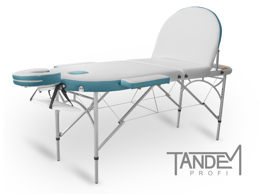 E-shop Skladací masážny stôl TANDEM Profi A3D Oval Duo Farba: bielo-tyrkysová