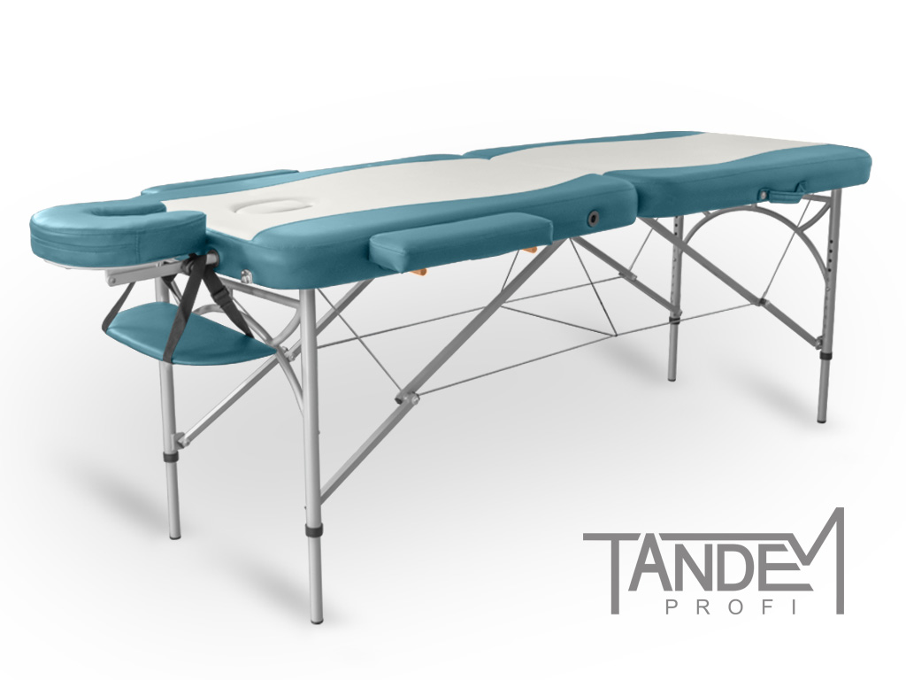 Skladací masážny stôl TANDEM Profi A2D Duo Farba: bielo-tyrkysová