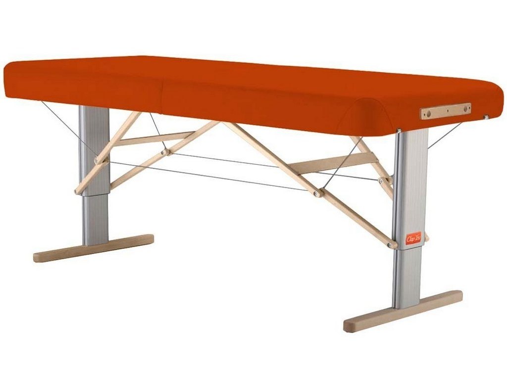 Prenosný elektrický masážny stôl Clap Tzu Linea Physio Farba: PU - mandarinková (mandarine), Rozmery: 192x65cm, Doplnky: sieťové napájanie + nožný sp…