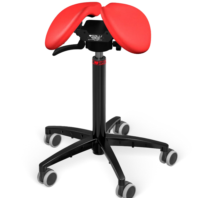 Sedlová stolička SALLI Swing Farba čalúnenia: Koža - červená #05011, Výška postavy: Vysoká (L) - od 165 cm, Konštrukcia: čierna + štandard základňa