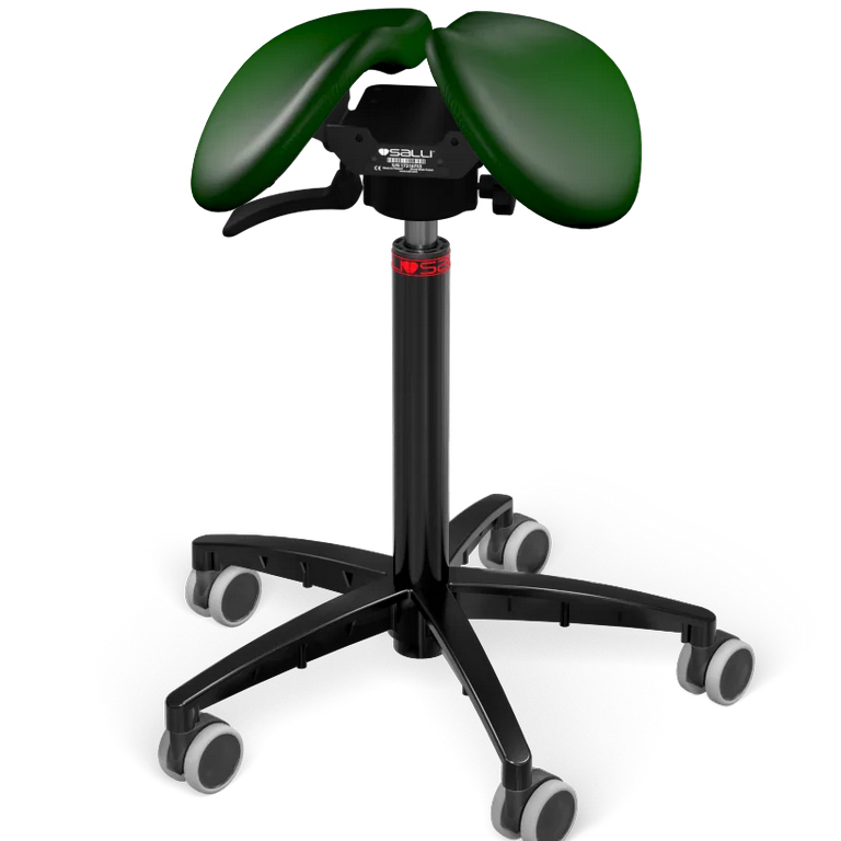 E-shop Sedlová stolička SALLI Swing Farba čalúnenia: Koža - borovicová zelená #98015, Výška postavy: Stredná (M) - do 170 cm, Konštrukcia: čierna + štandard…