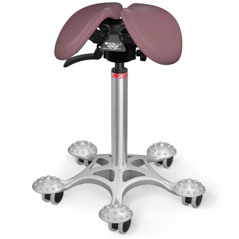 Sedlová stolička Salli SwingFit Farba čalúnenia: Syntetická koža - staroružová #9532, Výška postavy: Nízka (S) - do 150 cm, Konštrukcia: chrómová + m…