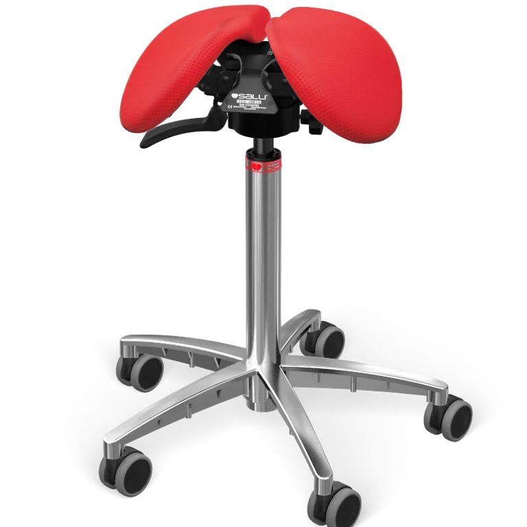 Sedlová stolička Salli SwingFit Farba čalúnenia: Koža - PQ červená #05011/PQ, Výška postavy: Vysoká (L) - od 165 cm, Konštrukcia: chrómová + štandard…