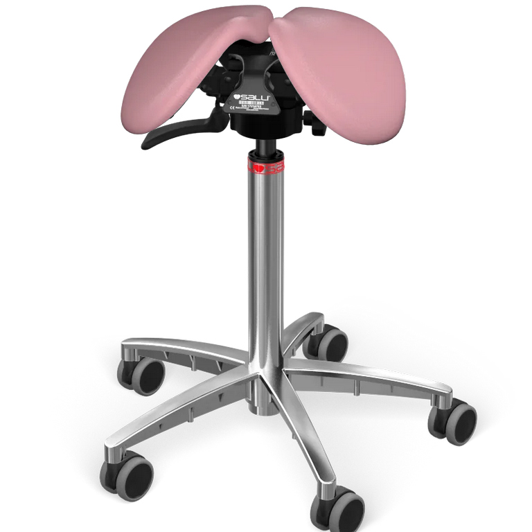 Sedlová stolička Salli SwingFit Farba čalúnenia: Syntetická koža - ružová #9573, Výška postavy: Stredná (M) - do 170 cm, Konštrukcia: chrómová + štan…