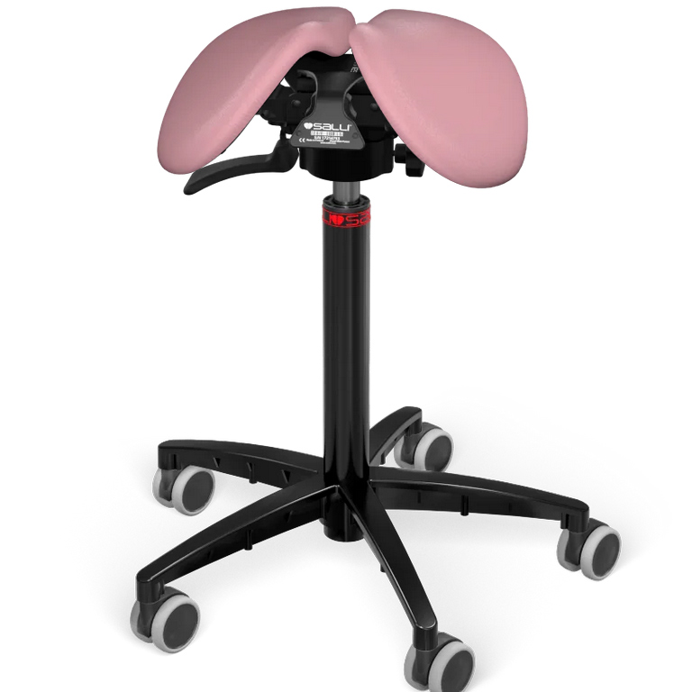 Sedlová stolička Salli SwingFit Farba čalúnenia: Syntetická koža - ružová #9573, Výška postavy: Nízka (S) - do 150 cm, Konštrukcia: čierna + štandard…